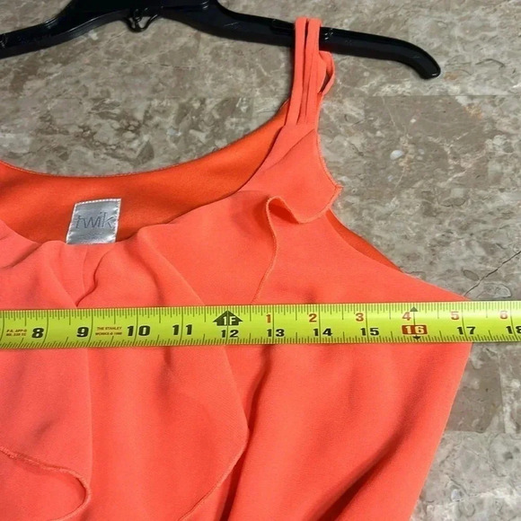 Simon Twik dress women M.  Coral ,summer,halter style,ruffles,lined,chiffon,mini - Picture 11 of 12